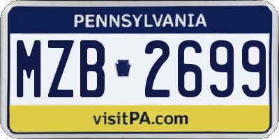 PA license plate MZB2699