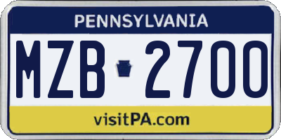 PA license plate MZB2700