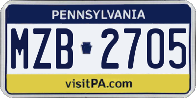 PA license plate MZB2705