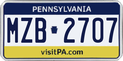 PA license plate MZB2707