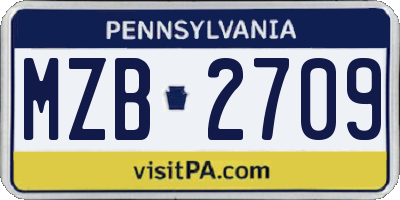 PA license plate MZB2709
