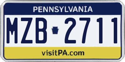 PA license plate MZB2711