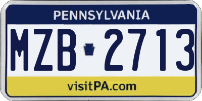 PA license plate MZB2713
