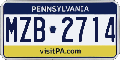 PA license plate MZB2714