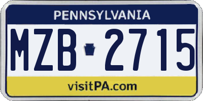 PA license plate MZB2715