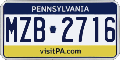 PA license plate MZB2716