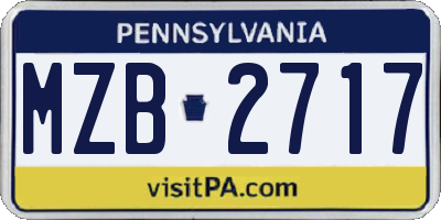 PA license plate MZB2717