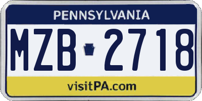 PA license plate MZB2718