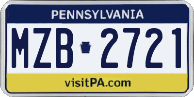 PA license plate MZB2721