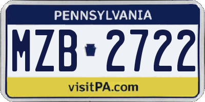 PA license plate MZB2722