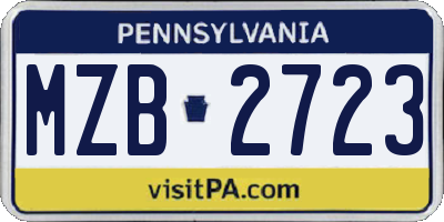 PA license plate MZB2723