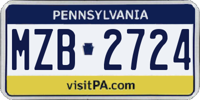 PA license plate MZB2724