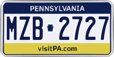 PA license plate MZB2727