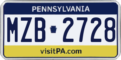 PA license plate MZB2728