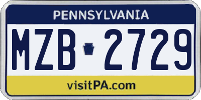 PA license plate MZB2729