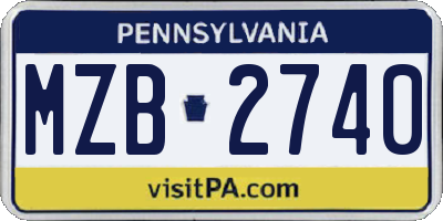 PA license plate MZB2740