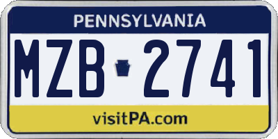 PA license plate MZB2741
