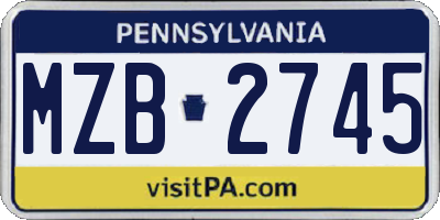 PA license plate MZB2745