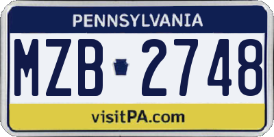 PA license plate MZB2748