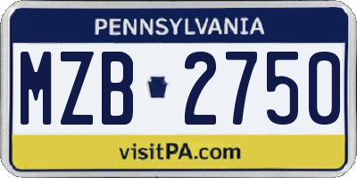PA license plate MZB2750