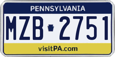 PA license plate MZB2751