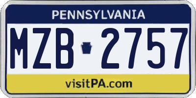 PA license plate MZB2757