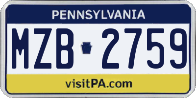 PA license plate MZB2759
