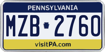 PA license plate MZB2760