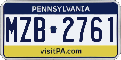 PA license plate MZB2761