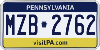 PA license plate MZB2762