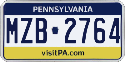 PA license plate MZB2764
