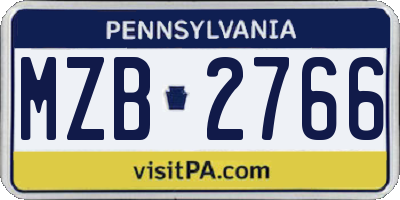PA license plate MZB2766