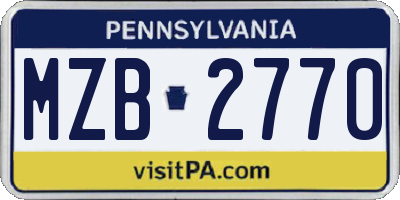 PA license plate MZB2770