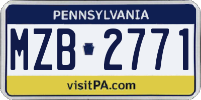 PA license plate MZB2771