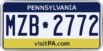 PA license plate MZB2772