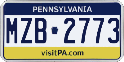 PA license plate MZB2773