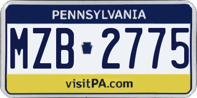PA license plate MZB2775