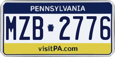 PA license plate MZB2776