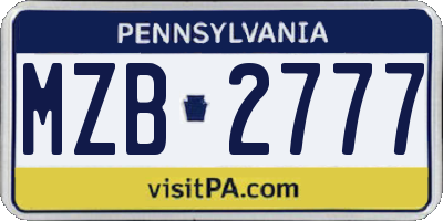PA license plate MZB2777