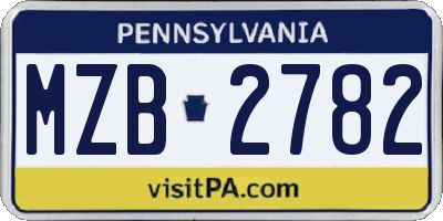 PA license plate MZB2782