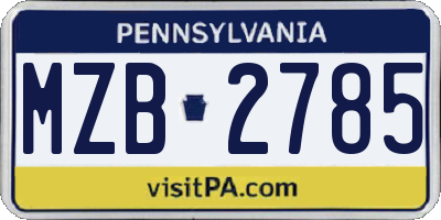 PA license plate MZB2785