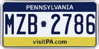 PA license plate MZB2786