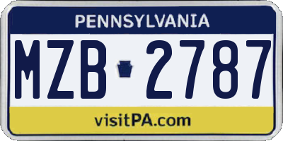 PA license plate MZB2787