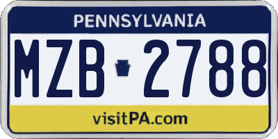PA license plate MZB2788