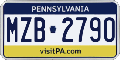 PA license plate MZB2790