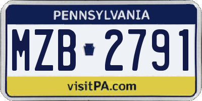 PA license plate MZB2791