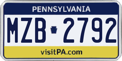 PA license plate MZB2792