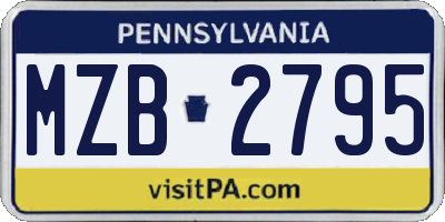 PA license plate MZB2795