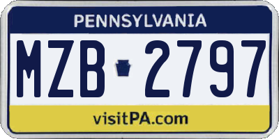 PA license plate MZB2797
