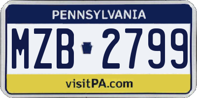 PA license plate MZB2799
